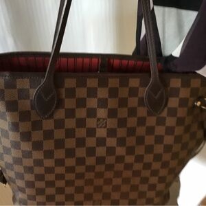 Louis Vuitton Brown Checkered Tote Bag  Neverfull MM 100% authentic